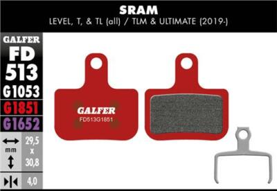 Galfer Scheibenbremsbeläge Sram Level T & TL MTB MTB G1851 FD513 Extreme Wet F&R X2