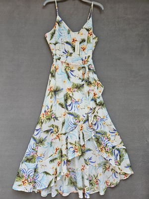 Francesca's Maddyx Miami Ivory Tropical Adjustable Sundress Sz LG NWT