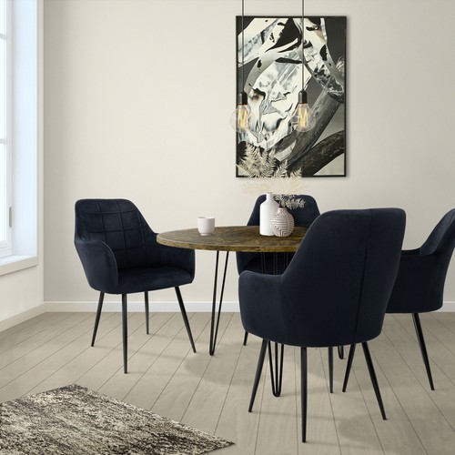 6x Sillas de comedor oficina negro asiento tapizado microfibra de terciopelo - Imagen 7 de 7