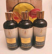 3x Bath  Body Works AROMA EUCALYPTUS PINE 10oz Body Wash Foam Bath New