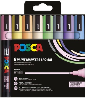 POSCA Pigmentmarker POSCA PC-5M 8er Box pastellfarben