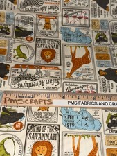 MODA Animal Park Fun 100 cotton fabric yard 36x44 Animals on Dove tone 20965 11
