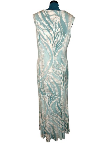 Tommy Bahamas Ogee Stones Summer Vacation Maxi Dress Size Large Teal And Cream - 第 7/7 張圖片