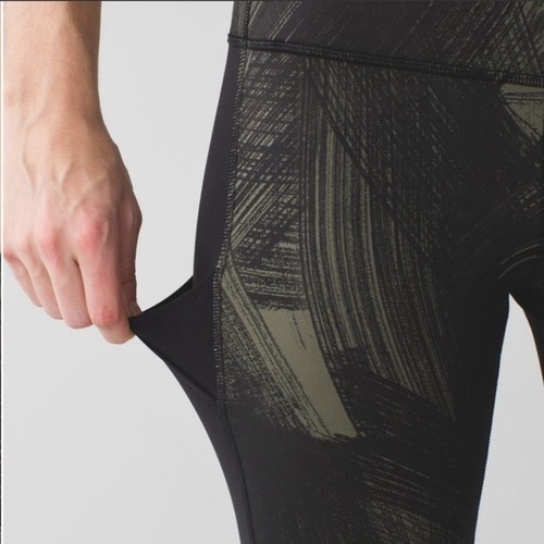 Lululemon Fresh Mesh Run Crop Pants leggings Size 8 Green Black yoga - Picture 3 of 9