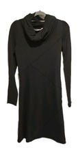 Athleta Cowl Neck Cotton Blend Sweater Dress Black Size Small