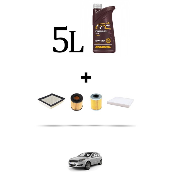 Hoffcar Servicekit 4 Filter Und 5L ÖL FüR Opel Astra H, Gtc, Sw 1.7 Cdti 74Kw-image