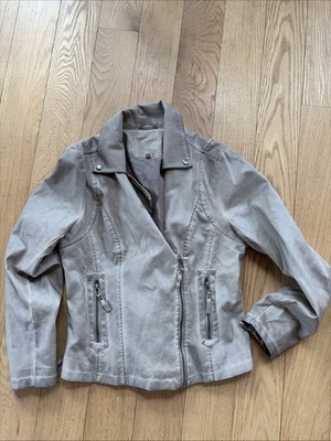 Max Studio Distressed Boho Vegan Faux Leather Moto Biker Jacket Women's Medium