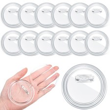 12 PCS 3 Inch Clear Acrylic Button Pins Blank Photo Badges DIY Craft Supplies