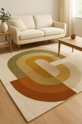 New Design Modern Geometric Hand-Tufted 100%Wool Rug Color Multi Handmade Carpet