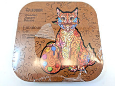 LEOGOR Fabulous Cat Shaped Wooden Jigsaw Puzzle 107 Pieces NEW