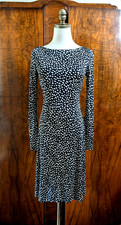 Tory Burch 100% Silk Dress Black Cream Dalmatian/Pebble Spot Print Size XS