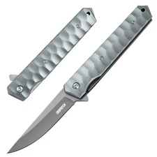 EDC Pocket Folding Knife Ball Bearing Quickly Flipper Open  3.54" Blade (Silver)