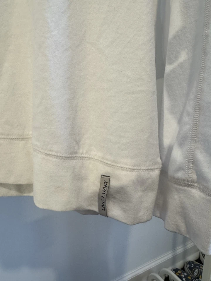 Black Clover Quarter-Zip Pullover Men’s XL | White | Live Lucky | Excellent Cond - Image 2 of 4