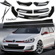 Front Bumper Lip Spoiler Side Skirts Rear Glossy Black For VW Golf MK5 MK6 MK7