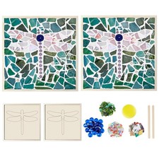 WEBEEDY 2 Set DIY Mosaic Kit Dragonfly 5.91 inch in diameter, mixed color