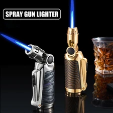 Foldable Gun Cigar Lighter Safety Lock Transparent Gas Window Torch Jet Flame