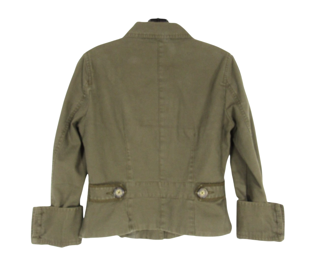 GAP Army Green DENIM Button-Up/Pockets CUFF SLEEVES Crop UTILITY  display picture 1