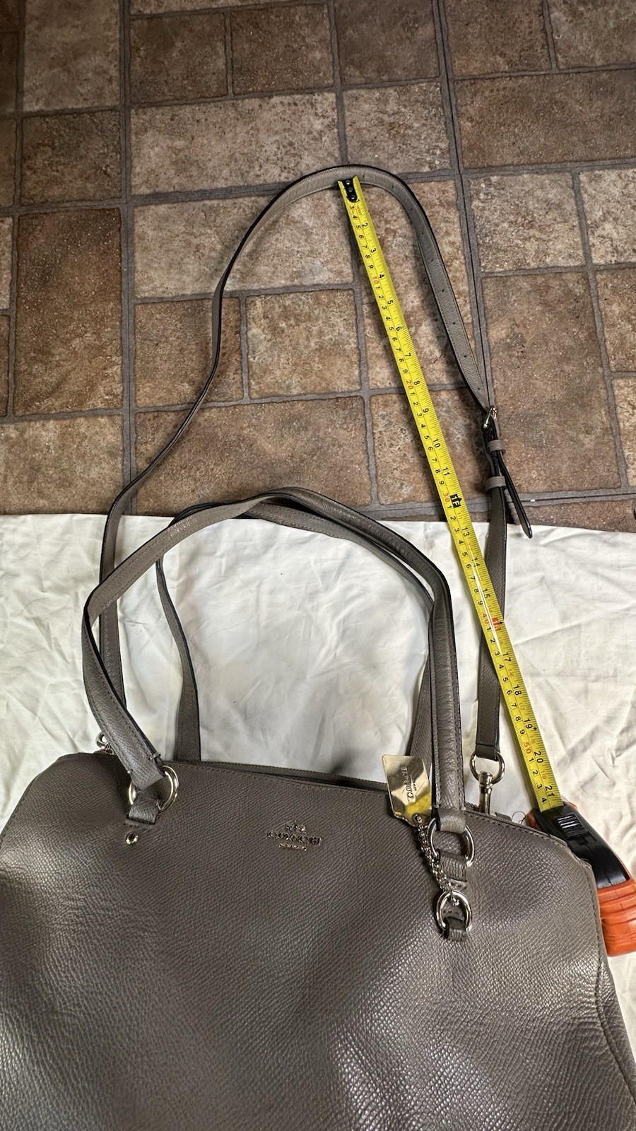 Authentic Coach Solid Gray Leather Crossbody Shou… - image 22