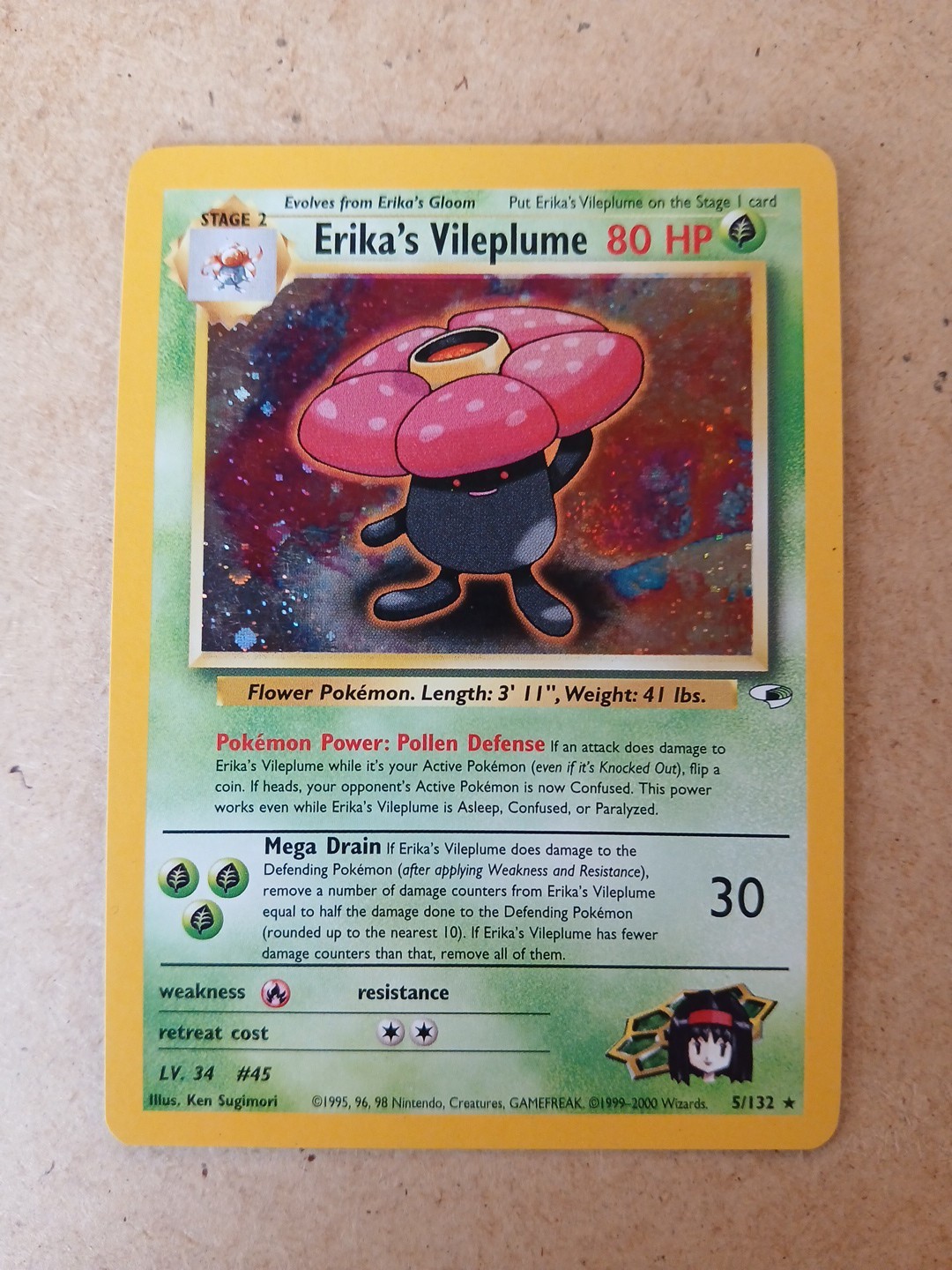 Pokemon TCG Erika's Vileplume 5/132 Holo Gym Heroes LP Condition 