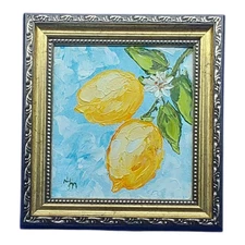 Citrus Lemon Branch Original Painting Semi-Abstract 3D Art Handmade Wall Art