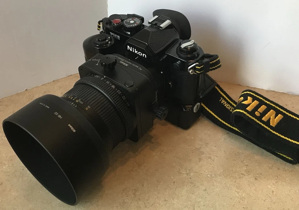 Nikon Black FM2 w/MD-12 and PC micro Nikkor 85mm 1:2.8 D Lens - Image 2 of 4