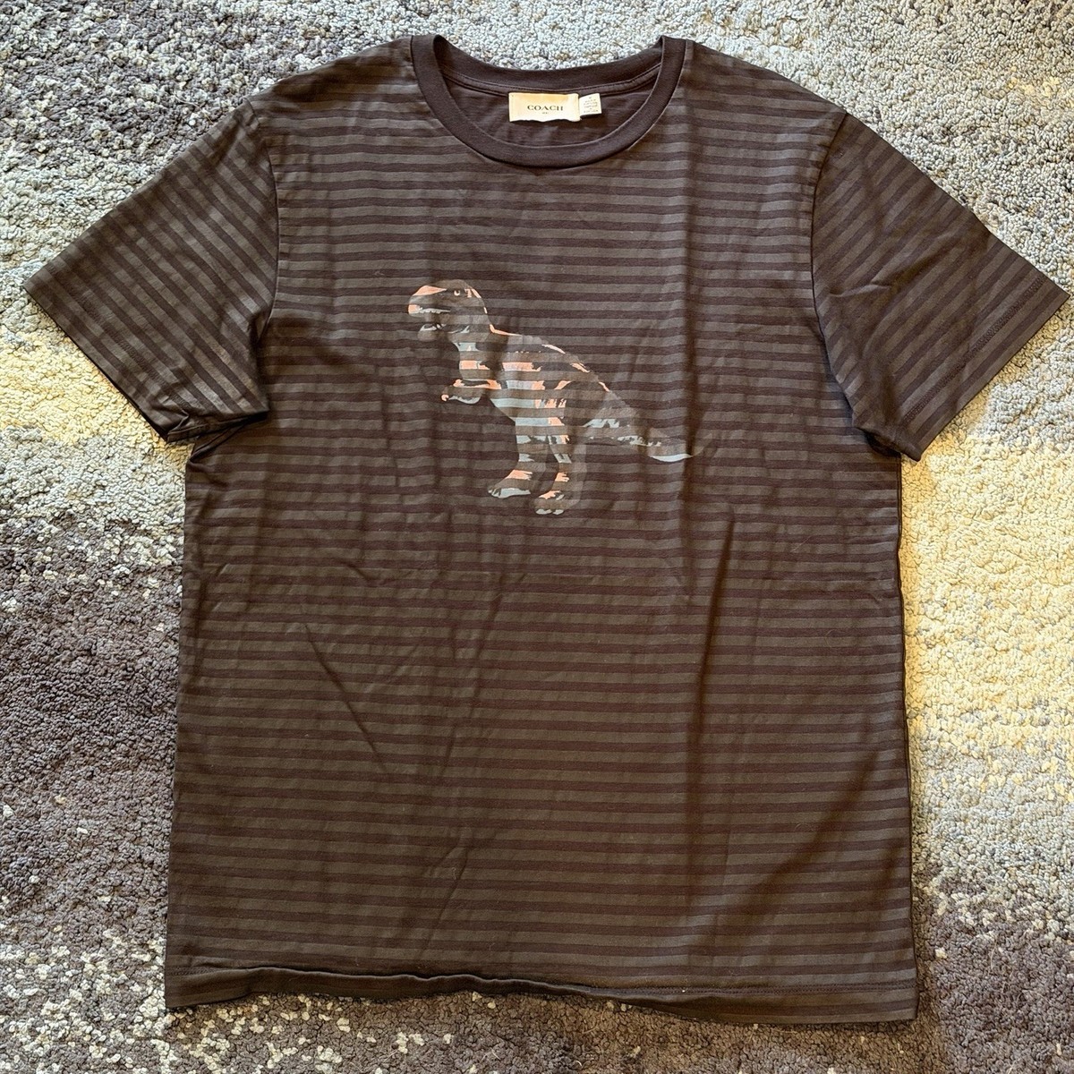 Coach Rexy Relaxed Fit Tee Shirt Black Striped Men's Medium T-Rex