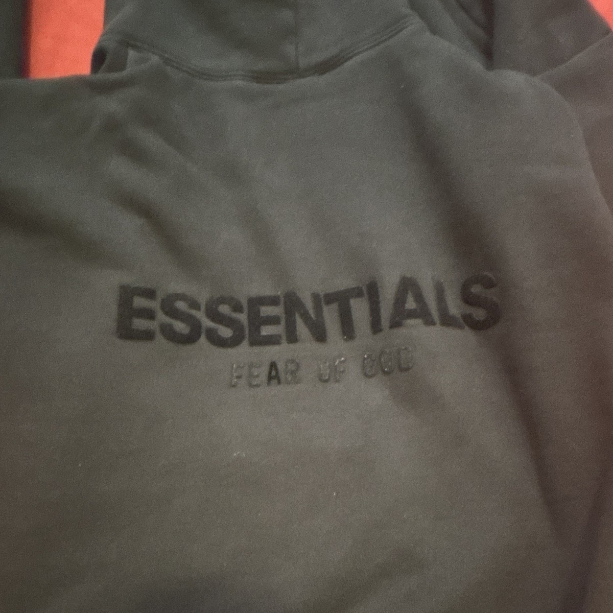 Essentials Fear of God Black Logo Pullover Hoodie Fleece Cotton Pockets XXS