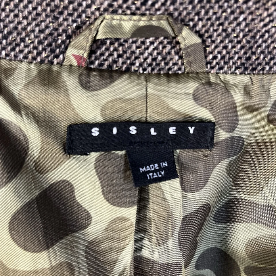 Blazer Sisley Hecho en Italia Mujer Forrado Frente Abierto Chaqueta Lana XS *Ver Descripción* Foto 3 de 4