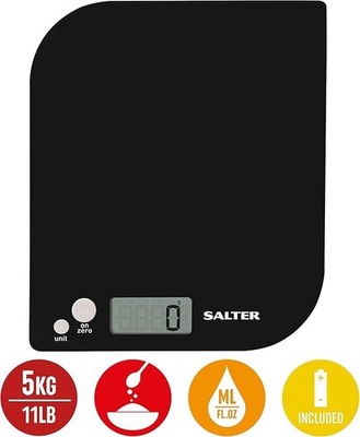 Salter schwarze elektrische digitale Küchenwaage für Lebensmittelblätter 5 kg Kapazität