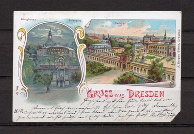 Litho Dresden 1901 Stempel Laubegast bef.n. Mobschatz AKS Stetzsch (B13) - Bild 1 von 2