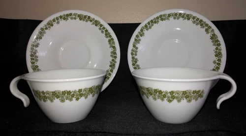 Vintage Corelle by Corning Crazy Daisy Spring Blossom Cup and Saucer Set of 2
