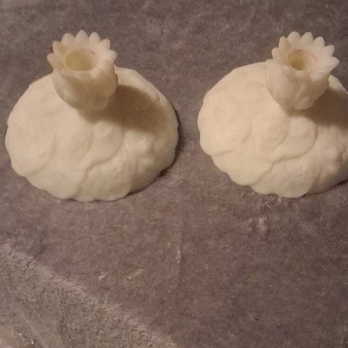 Pair of vintage Fenton custard uranium glass candle holders