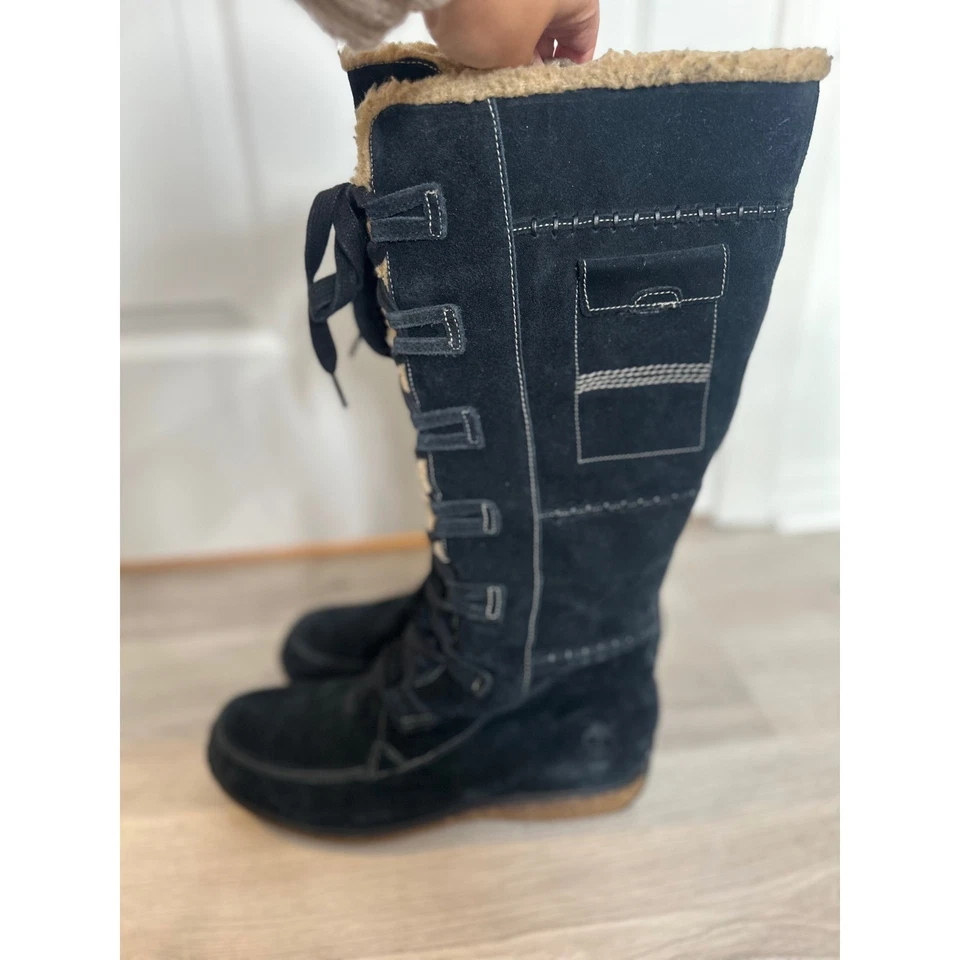 Botas Timberland Earthkeepers Granby para mujer 11 Sherpa altas con cordones gamuza negra Foto 3 de 4