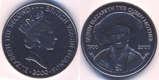 British Virgin Islands 1 dollar 2000 "Queen Mother" UNC (KM # 172)