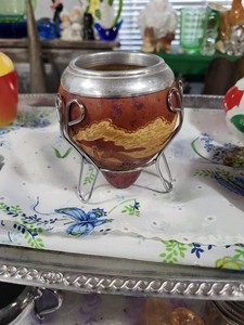 Vintage Argentinean Bombilla Mate Tea Gourd