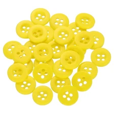 60pcs 18L Sewing Buttons 15/32" Resin Round Flat 4-Hole Craft Buttons, Yellow