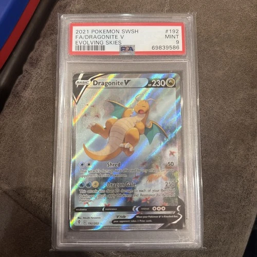 2021 POKEMON EVOLVING SKIES DRAGONITE V FULL ART #192 PSA 9!
