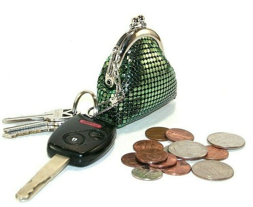 Women Mini Coin Purse Metal Mesh Kiss Lock Clasp with a Keychain (USA Stock) - Picture 19 of 88