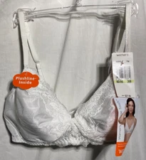 Vtg. Warner's Vintage Touch Nylon Plushline Inside Bra Women's  #2010 White. 36B