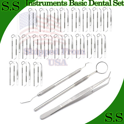  GERMAN 90 Instruments Basic Dental Set Mirror Explorer Probe Pliers (30 OF EACH