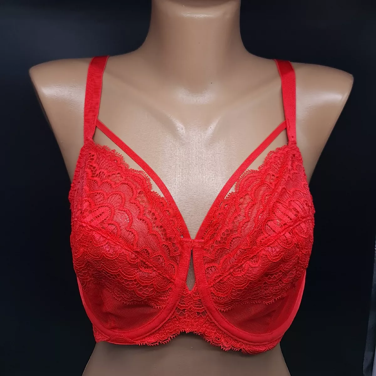 Marks Spencer M&S Red Strappy floral lace Underwired Plunge bra size 32G  New