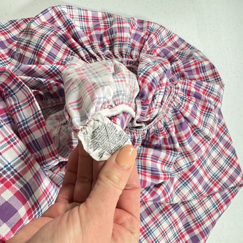 vintage wamsutta fitted sheet twin pink purple plaid blend y2k 90s 80s - Picture 4 of 10