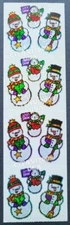HAMBLY STUDIOS STICKERS HOLIDAY PRISMATIC CHRISTMAS LET IT SNOW SNOWMAN VINTAGE