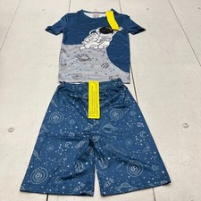 Blue Astronaut Print 2 Piece Pajama Set Boys Size 10 NEW