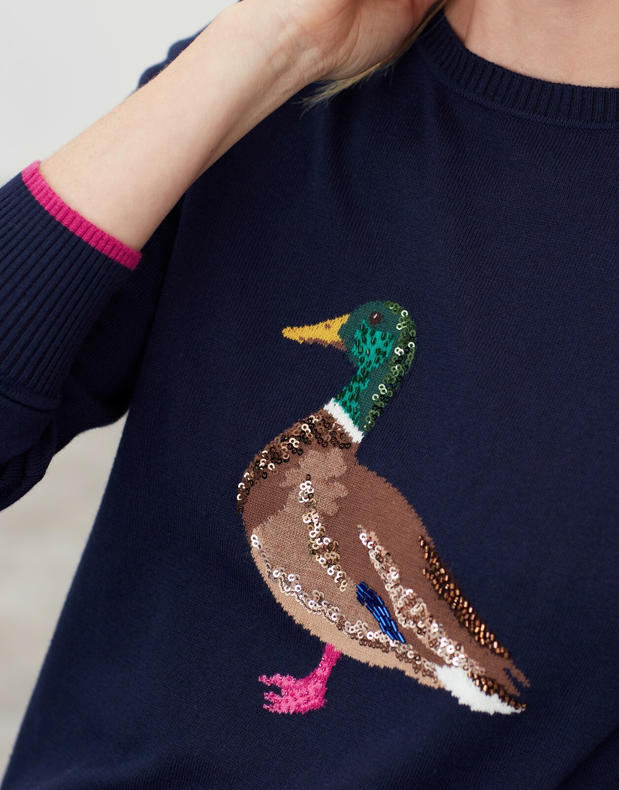 Joules Ladies Sequin Duck Navy Miranda 