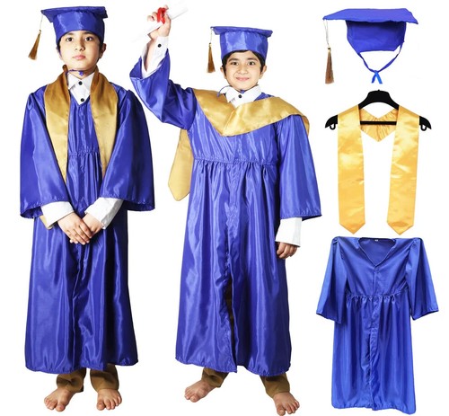 New Convocation / Graduation/ Degree Blue Gown with Degree Cap & Golden Sashe - Picture 4 of 7
