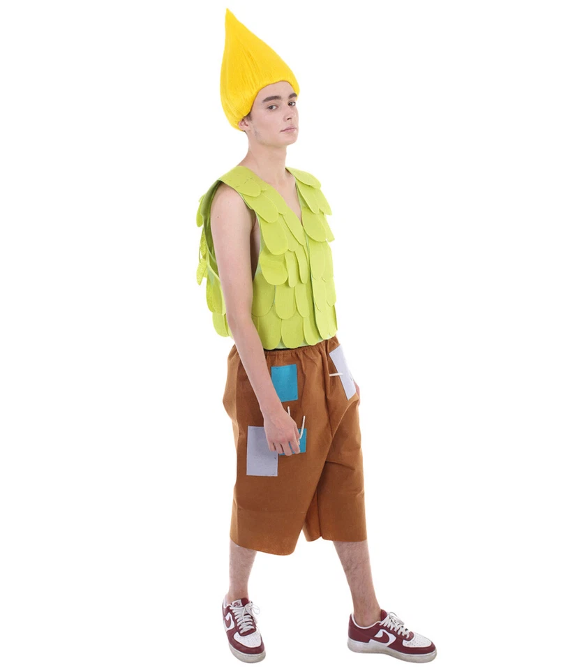 Взрослый мужской зеленый жилет оранжевый шорты косплей ветвь тролль вечеринки костюм HC-045 - Изображение 3 из 4