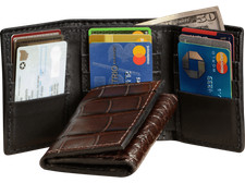 Brown Alligator Trifold Wallet Quality USA Handcrafted