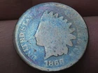 1866 Indian Head Cent Penny- About Good Details, Toned