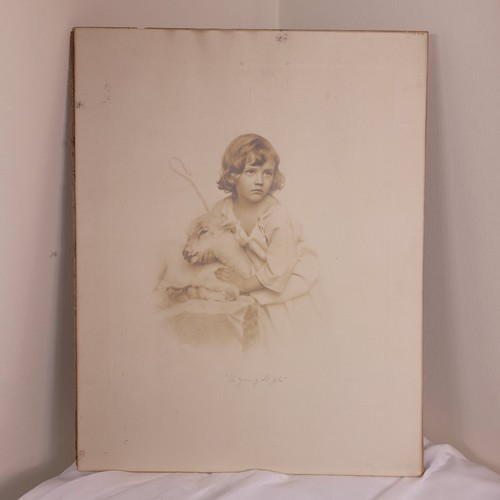 ANTIGUA 1908 Niño Cordero Joven San Juan Impresión Knaffl & Bro Litografía 14 x 11 - Imagen 2 de 8